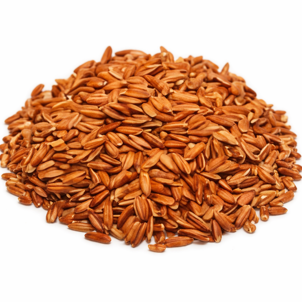 Navara rice grains displayed on a white background, traditional medicinal rice variety rich in nutrients.
