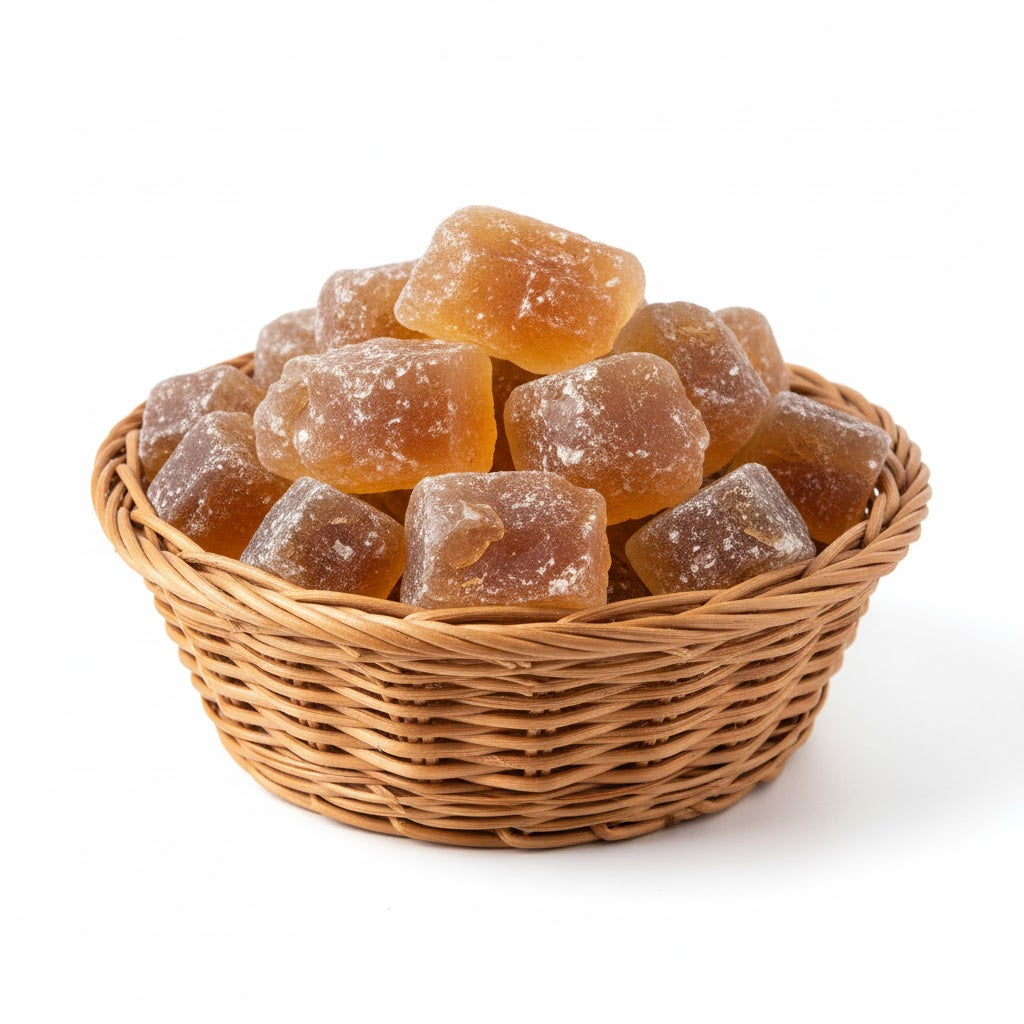 Paithrka authentic Palm Sugar granules in a 1:1 square product shot, highlighting the rich natural brown texture and organic quality.