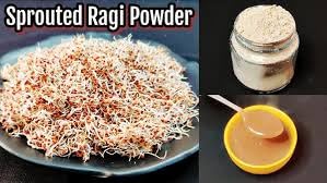 Paithrka sprouted ragi flour packed in a sealed pouch, made from 100% natural finger millet, rich in fibre, protein, and calcium.